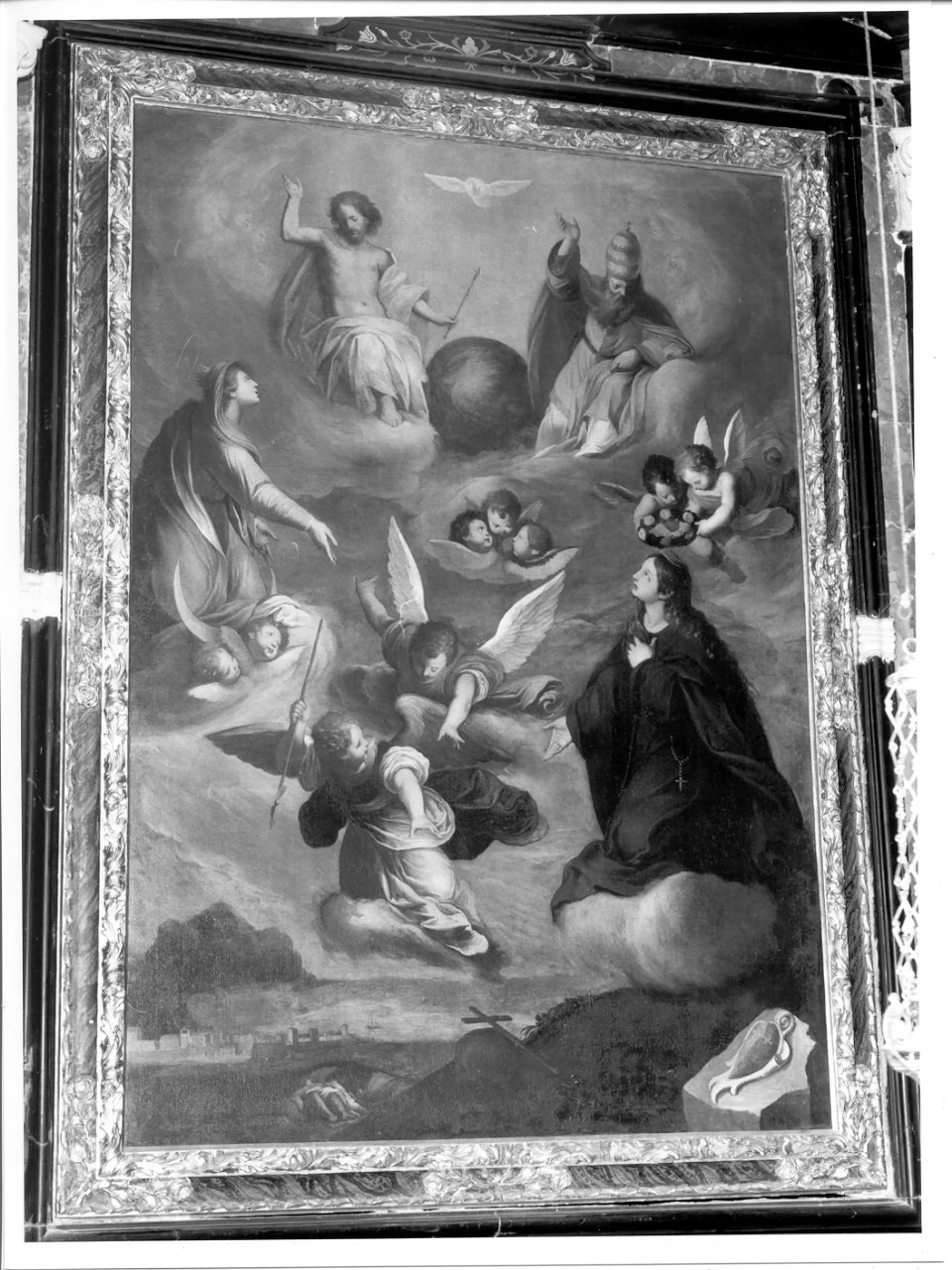 Santa Rosalia in gloria coronata dagli angeli intercede per la città di Palermo - Livo, Como